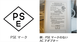 左:PSEマーク 右:PSEマークのないACアダプター